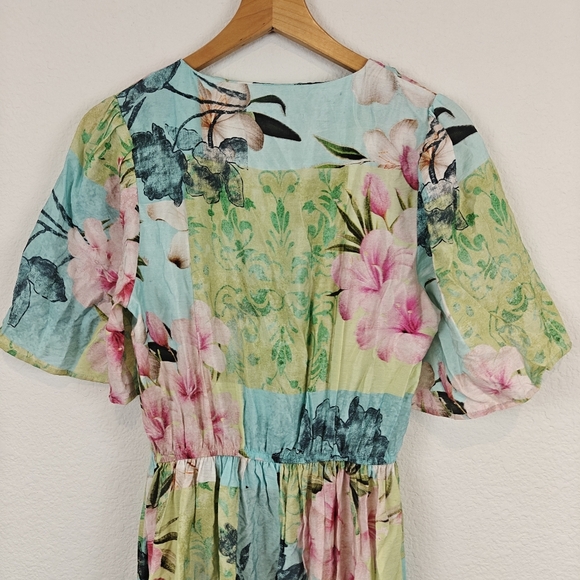 Desigual Nwot Cherry blossom midi Button Up dress Multi Floral Print Size XS - Picture 14 of 16